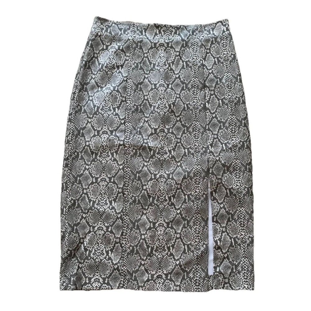BCBG MAXAZRIA Women’s Snake Print Midi Pencil Skirt Side Slit Size Medium NWT